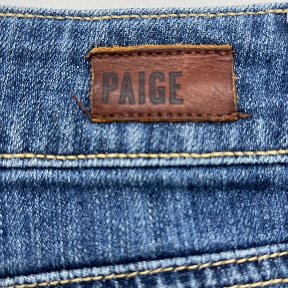PAIGE Distressed Denim Shorts Raw Hem Folded Size 27 - Picture 4 of 12